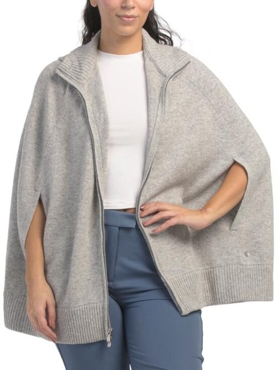 Peter Millar Jackets & Blazers - PETER MILLAR Merino Wool Blend Gwyneth Zip Front Hooded Capelet Jacket